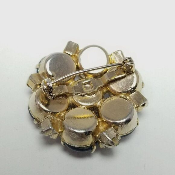 Vintage Purple Blue Cabochon Rhinestone Cluster Brooch, Retro 70s Style Estate - Picture 3 of 6